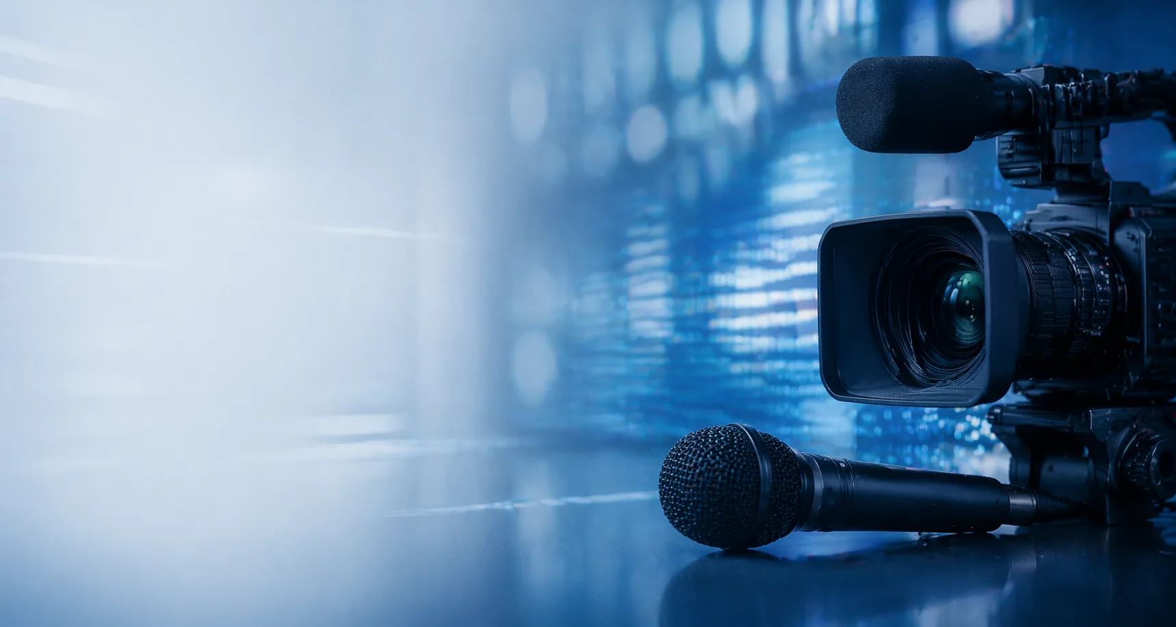 Banner, w tle mikrofony